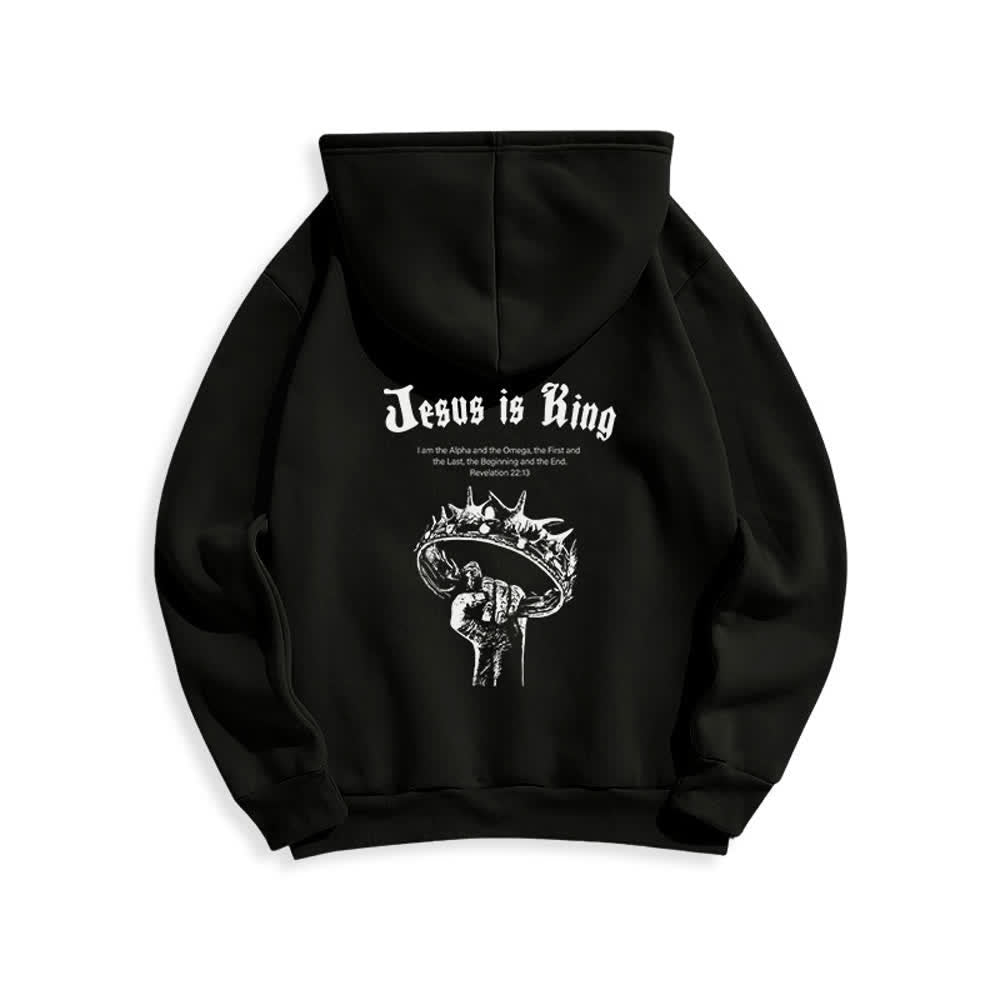 Christianartworkshop Jesus Is King Gothic Graphic Pullover Fleecegefütterter Polyester-Hoodie - image 4