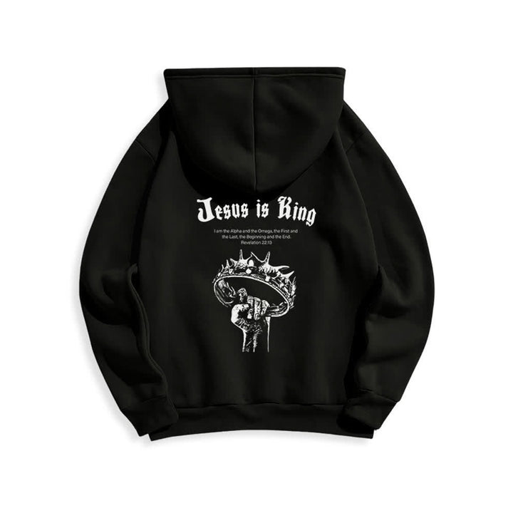 Christianartworkshop Jesus Is King Gothic Graphic Pullover Fleecegefütterter Polyester-Hoodie - image 4
