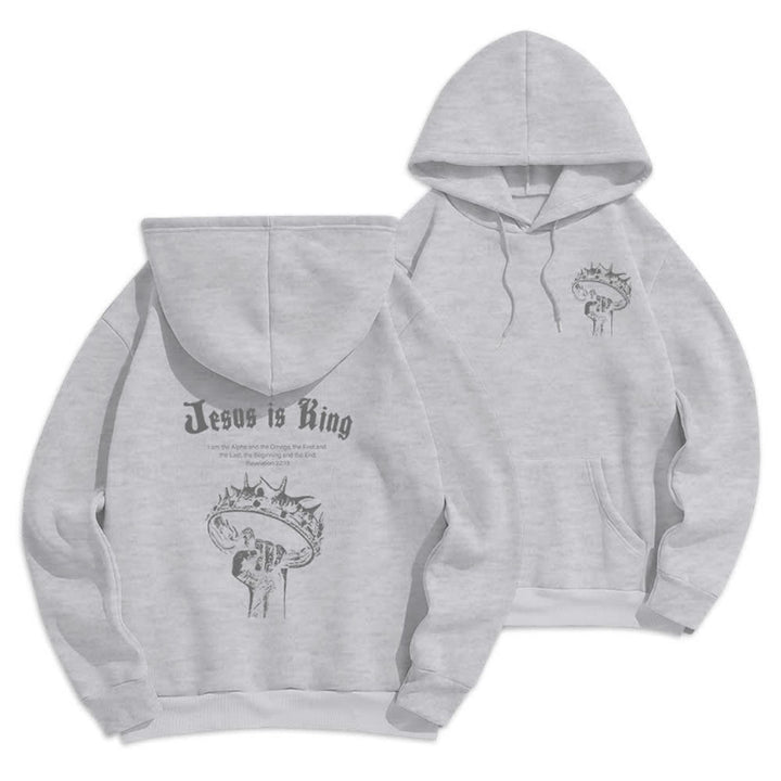 Christianartworkshop Jesus Is King Gothic Graphic Pullover Fleecegefütterter Polyester-Hoodie - Grau - 2XL - image 6