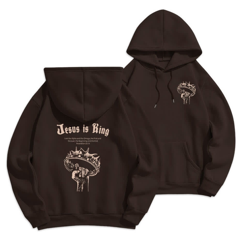 Christianartworkshop Jesus Is King Gothic Graphic Pullover Fleecegefütterter Polyester-Hoodie - Braun - 2XL - image 12