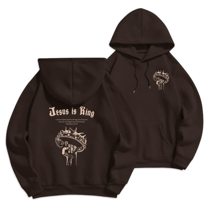 Christianartworkshop Jesus Is King Gothic Graphic Pullover Fleecegefütterter Polyester-Hoodie - Braun - 2XL - image 12