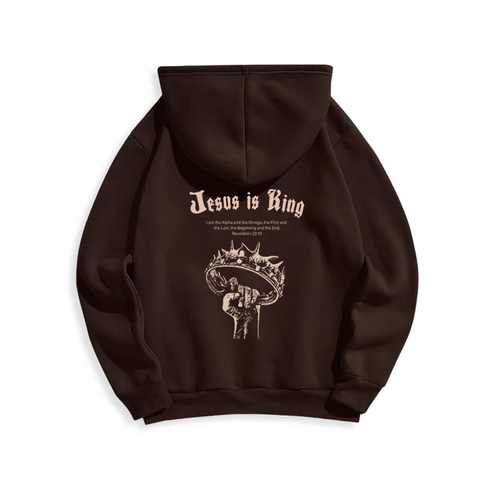 Christianartworkshop Jesus Is King Gothic Graphic Pullover Fleecegefütterter Polyester-Hoodie - image 13