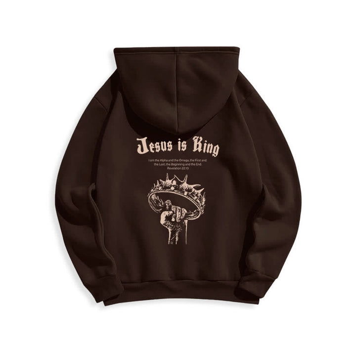Christianartworkshop Jesus Is King Gothic Graphic Pullover Fleecegefütterter Polyester-Hoodie - image 13