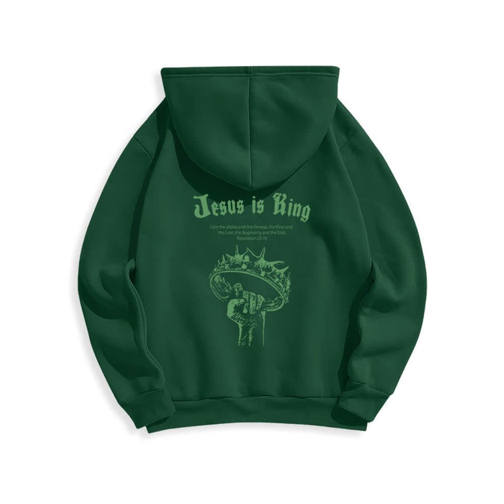 Christianartworkshop Jesus Is King Gothic Graphic Pullover Fleecegefütterter Polyester-Hoodie - image 10