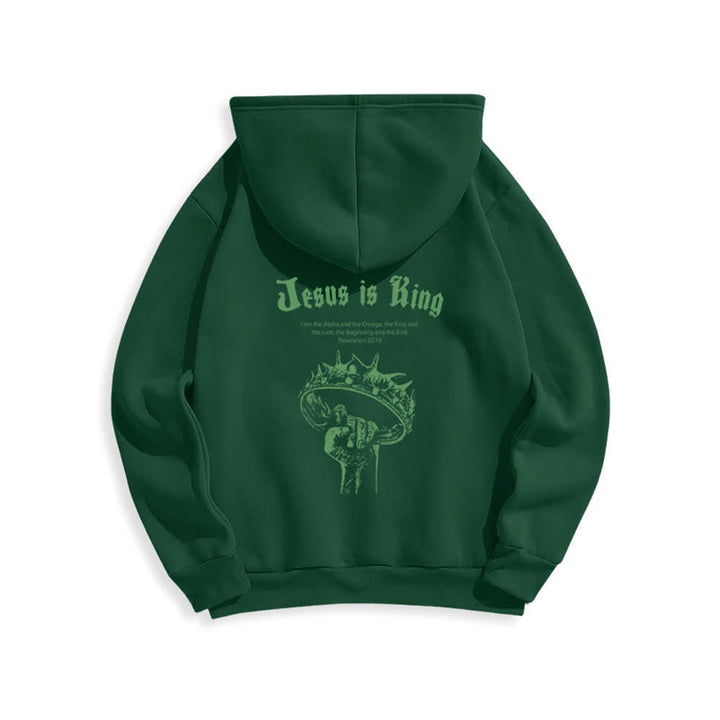 Christianartworkshop Jesus Is King Gothic Graphic Pullover Fleecegefütterter Polyester-Hoodie - image 10