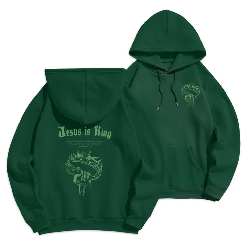 Christianartworkshop Jesus Is King Gothic Graphic Pullover Fleecegefütterter Polyester-Hoodie - Grün - 2XL - image 9