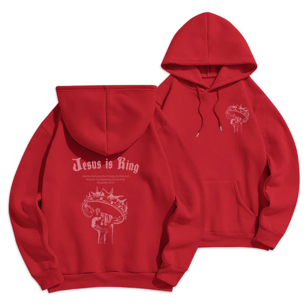 Christianartworkshop Jesus Is King Gothic Graphic Pullover Fleecegefütterter Polyester-Hoodie - Rot - 2XL - image 15