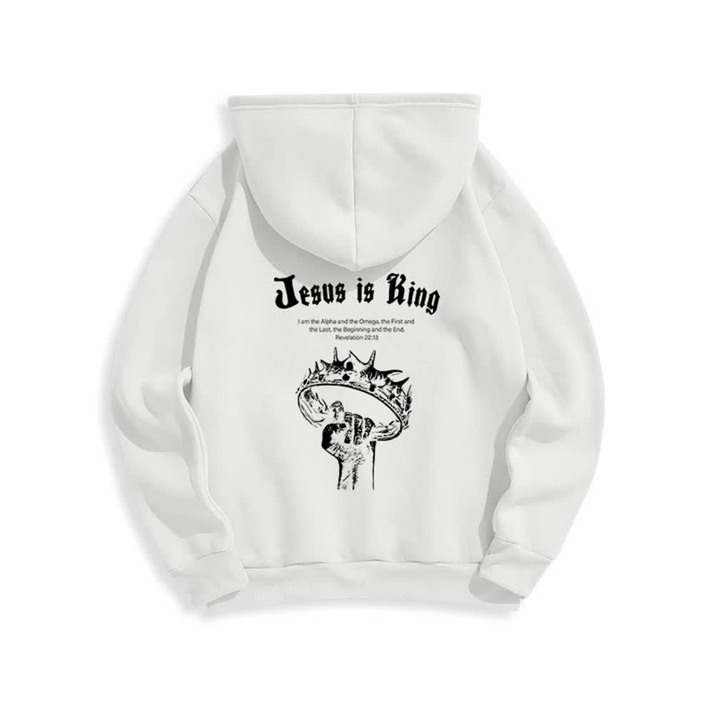 Christianartworkshop Jesus Is King Gothic Graphic Pullover Fleecegefütterter Polyester-Hoodie - image 1