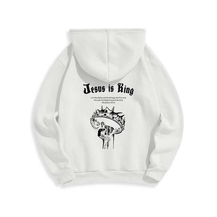 Christianartworkshop Jesus Is King Gothic Graphic Pullover Fleecegefütterter Polyester-Hoodie - image 1