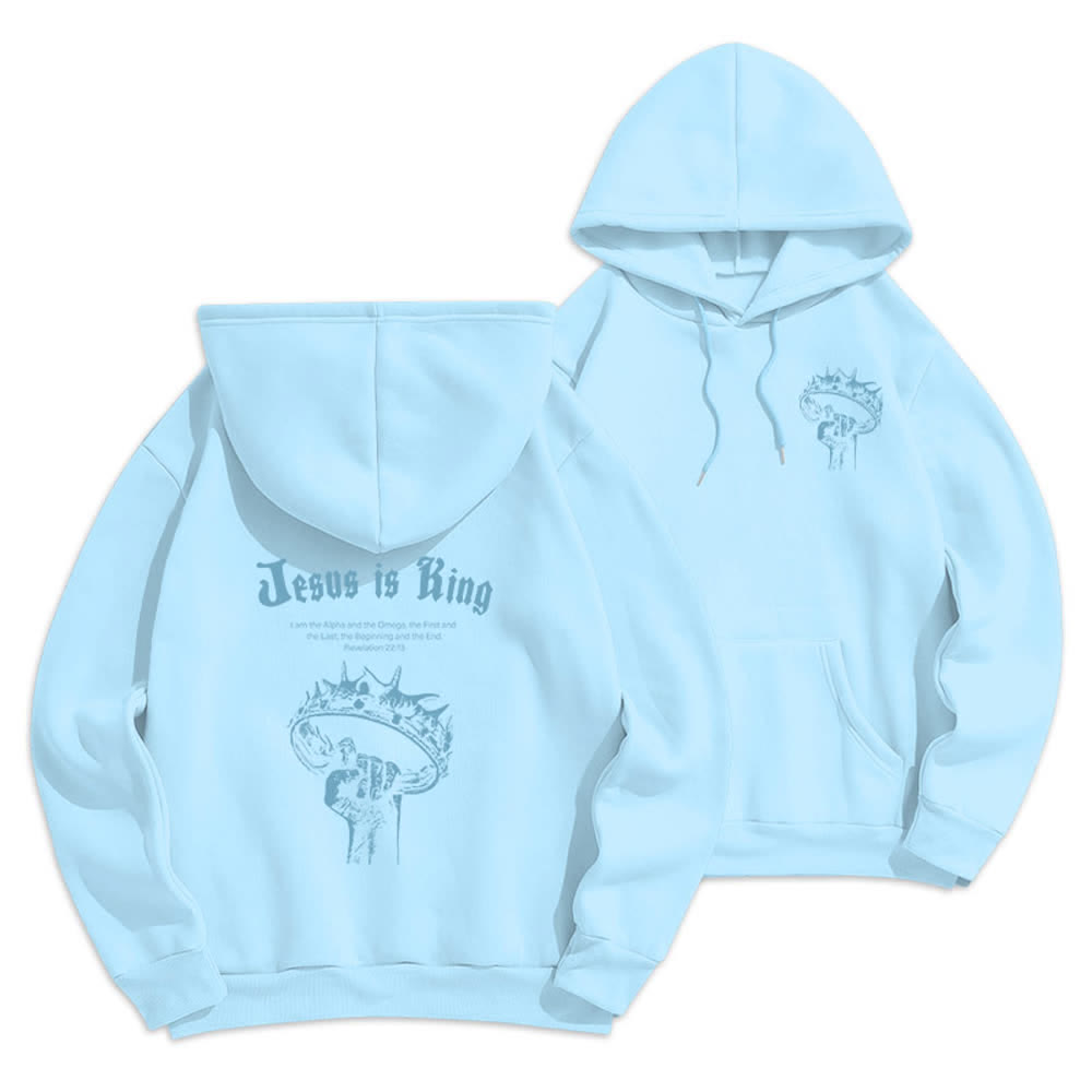 Christianartworkshop Jesus Is King Gothic Graphic Pullover Fleecegefütterter Polyester-Hoodie - Blau - 2XL - image 21