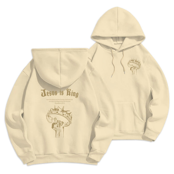 Christianartworkshop Jesus Is King Gothic Graphic Pullover Fleecegefütterter Polyester-Hoodie - Beige - 2XL - image 18
