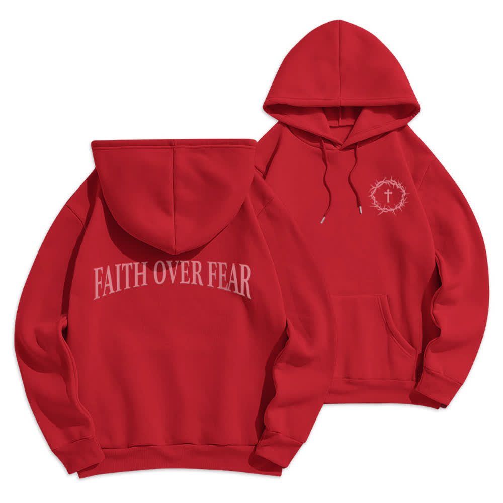 Christianartworkshop Glaube statt Angst Dornenkreuz-Pullover Fleecegefütterter Polyester-Hoodie - Rot - 2XL - image 21