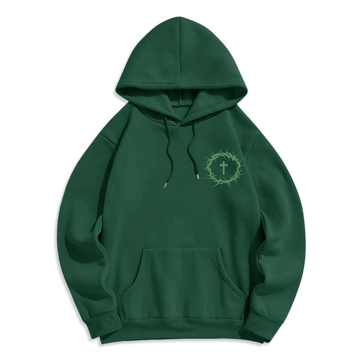 Christianartworkshop Glaube statt Angst Dornenkreuz-Pullover Fleecegefütterter Polyester-Hoodie - image 5