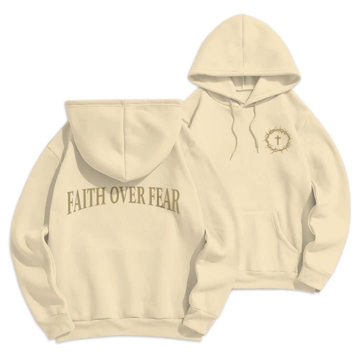Christianartworkshop Glaube statt Angst Dornenkreuz-Pullover Fleecegefütterter Polyester-Hoodie - Beige - 2XL - image 18