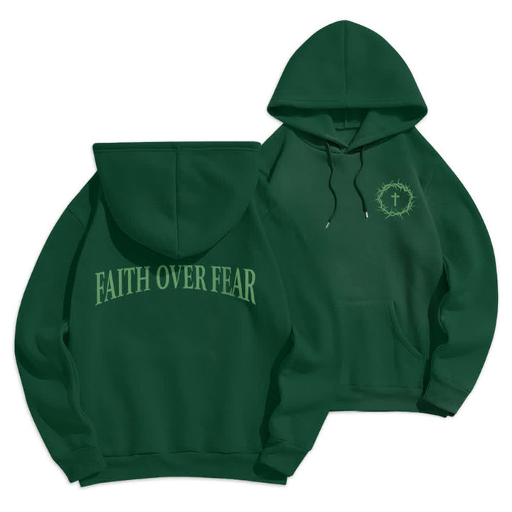 Christianartworkshop Glaube statt Angst Dornenkreuz-Pullover Fleecegefütterter Polyester-Hoodie - Grün - 2XL - image 3