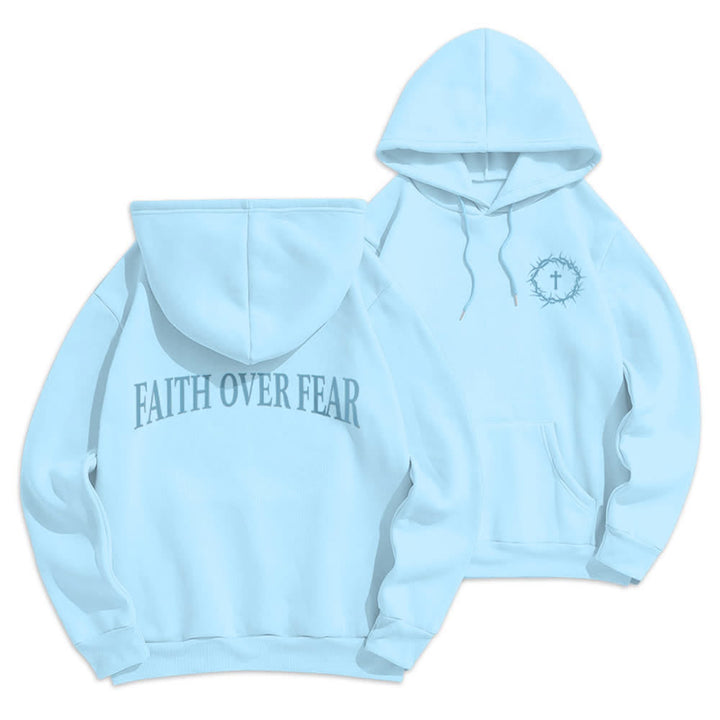 Christianartworkshop Glaube statt Angst Dornenkreuz-Pullover Fleecegefütterter Polyester-Hoodie - Blau - 2XL - image 15