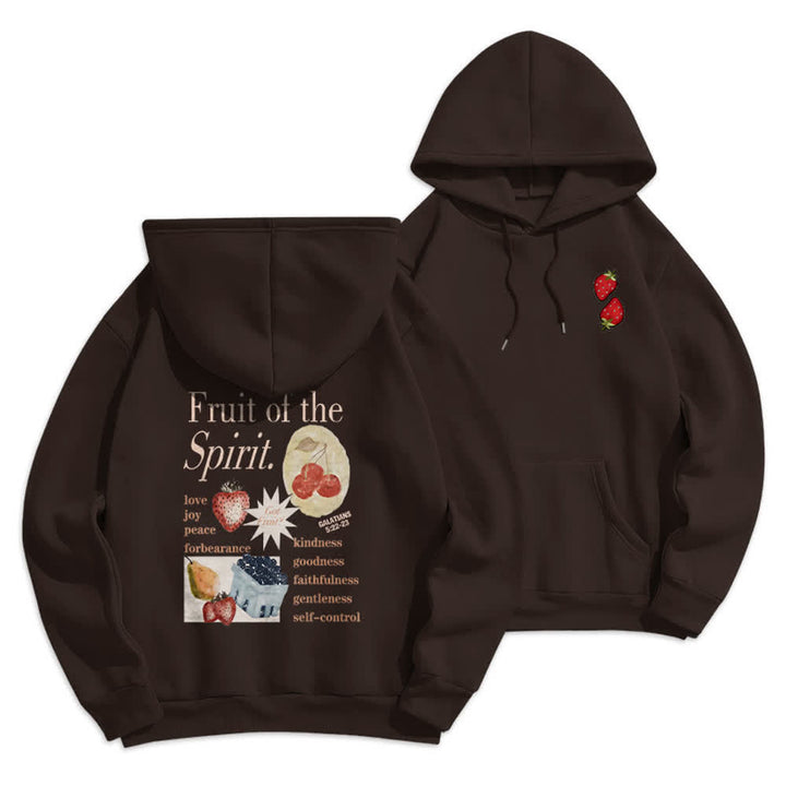 Christianartworkshop Fruit Of The Spirit Erdbeerprint Pullover Fleecegefütterter Polyester-Hoodie - Braun - 2XL - image 12
