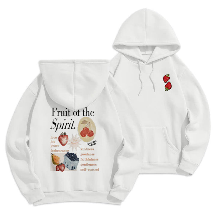 Christianartworkshop Fruit Of The Spirit Erdbeerprint Pullover Fleecegefütterter Polyester-Hoodie - Weiß - 2XL - image 0