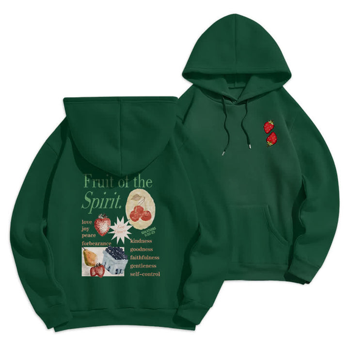 Christianartworkshop Fruit Of The Spirit Erdbeerprint Pullover Fleecegefütterter Polyester-Hoodie - Grün - 2XL - image 18