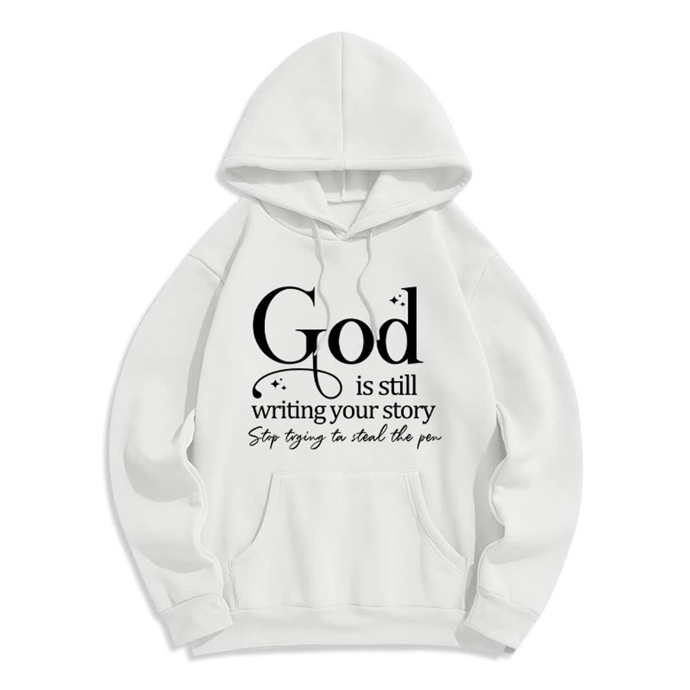 Christianartworkshop Gott schreibt noch immer deine Geschichte – Kuscheliger Pullover mit Fleecefutter und Polyester-Hoodie - Weiß - 2XL - image 1