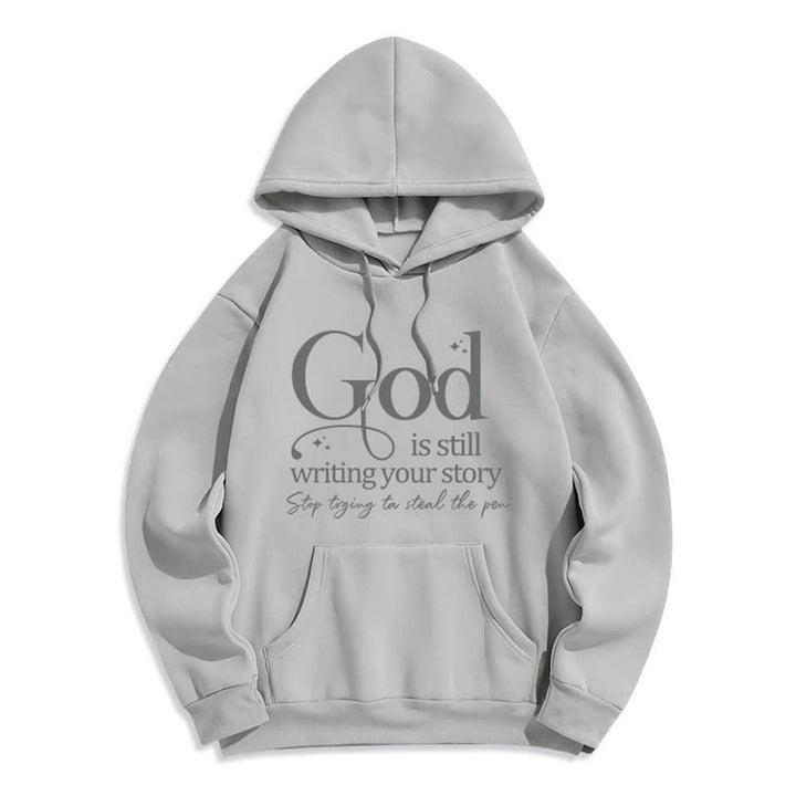 Christianartworkshop Gott schreibt noch immer deine Geschichte – Kuscheliger Pullover mit Fleecefutter und Polyester-Hoodie - Grau - 2XL - image 4