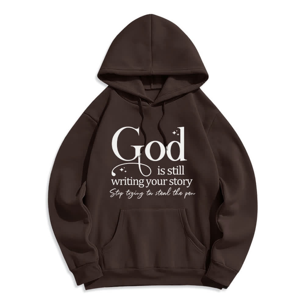 Christianartworkshop Gott schreibt noch immer deine Geschichte – Kuscheliger Pullover mit Fleecefutter und Polyester-Hoodie - Braun - 2XL - image 0