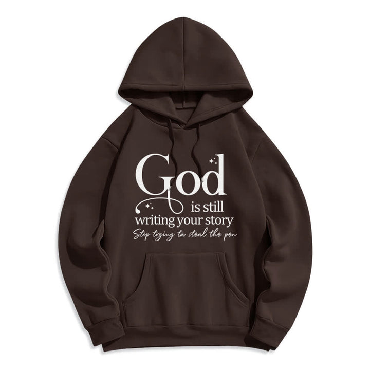 Christianartworkshop Gott schreibt noch immer deine Geschichte – Kuscheliger Pullover mit Fleecefutter und Polyester-Hoodie - Braun - 2XL - image 0