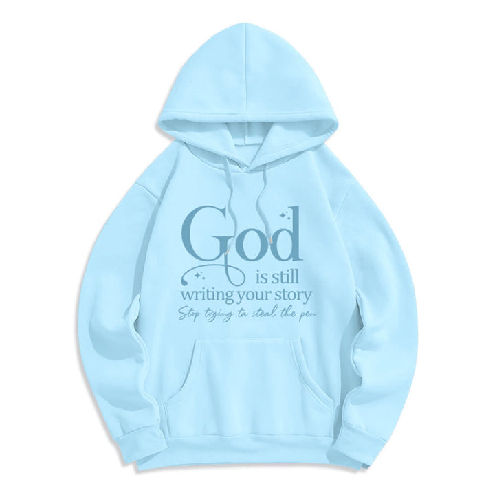 Christianartworkshop Gott schreibt noch immer deine Geschichte – Kuscheliger Pullover mit Fleecefutter und Polyester-Hoodie - Blau - 2XL - image 5