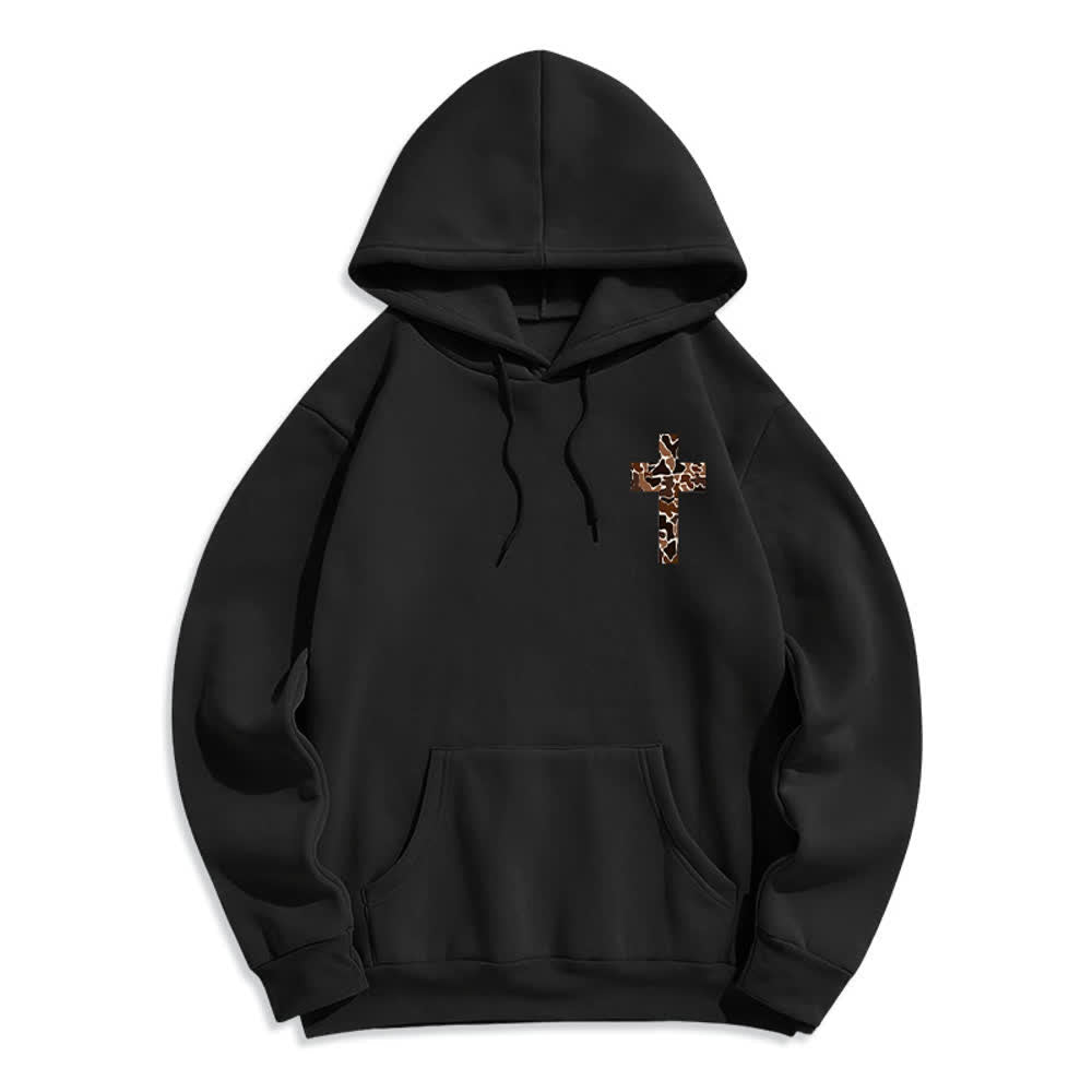Christianartworkshop Earthtone Cross Verse Detail Streetwear Fleecegefütterter Polyester-Hoodie - image 8