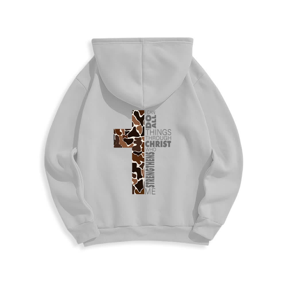 Christianartworkshop Earthtone Cross Verse Detail Streetwear Fleecegefütterter Polyester-Hoodie - image 4