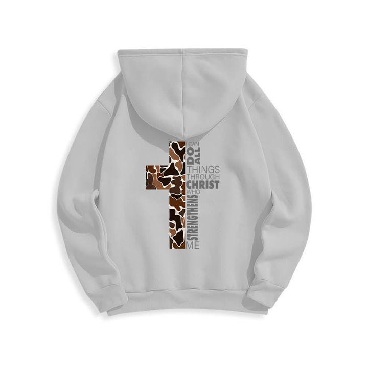 Christianartworkshop Earthtone Cross Verse Detail Streetwear Fleecegefütterter Polyester-Hoodie - image 4
