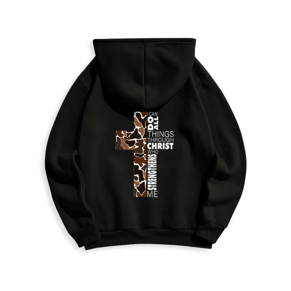 Christianartworkshop Earthtone Cross Verse Detail Streetwear Fleecegefütterter Polyester-Hoodie - image 7