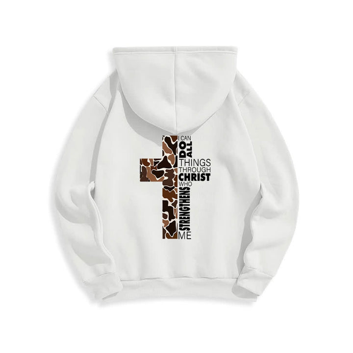 Christianartworkshop Earthtone Cross Verse Detail Streetwear Fleecegefütterter Polyester-Hoodie - image 1