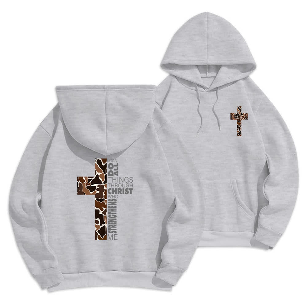 Christianartworkshop Earthtone Cross Verse Detail Streetwear Fleecegefütterter Polyester-Hoodie - Grau - 2XL - image 3