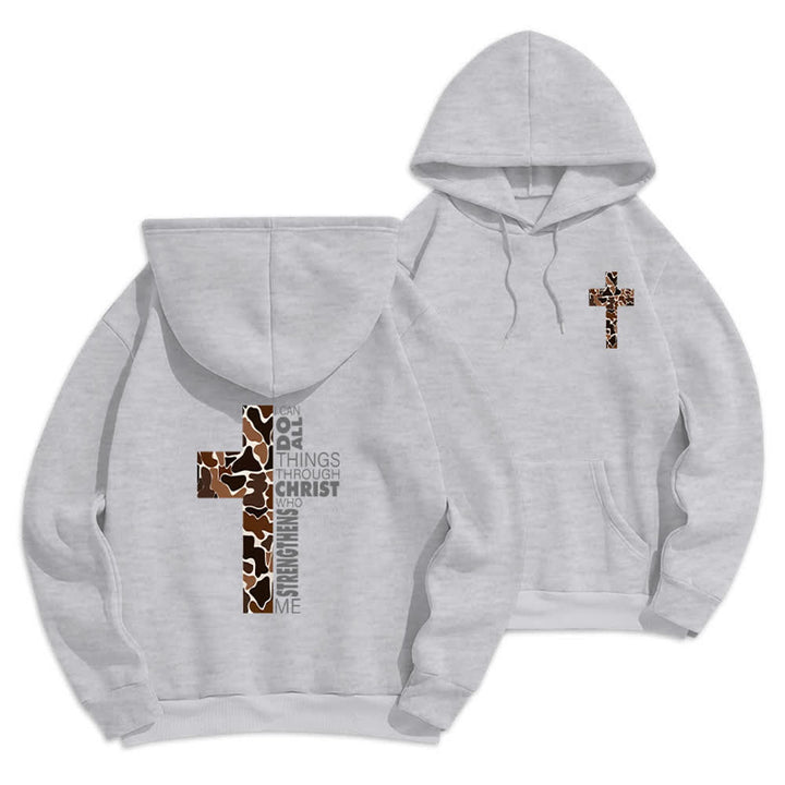 Christianartworkshop Earthtone Cross Verse Detail Streetwear Fleecegefütterter Polyester-Hoodie - Grau - 2XL - image 3