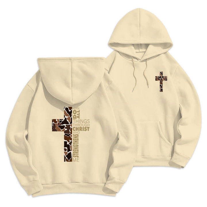 Christianartworkshop Earthtone Cross Verse Detail Streetwear Fleecegefütterter Polyester-Hoodie - Beige - 2XL - image 9