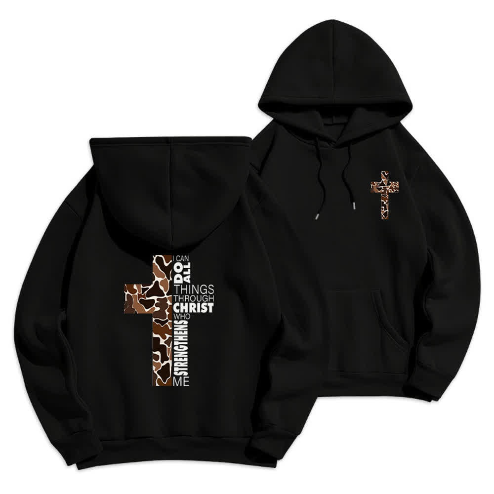 Christianartworkshop Earthtone Cross Verse Detail Streetwear Fleecegefütterter Polyester-Hoodie - Schwarz - 2XL - image 6