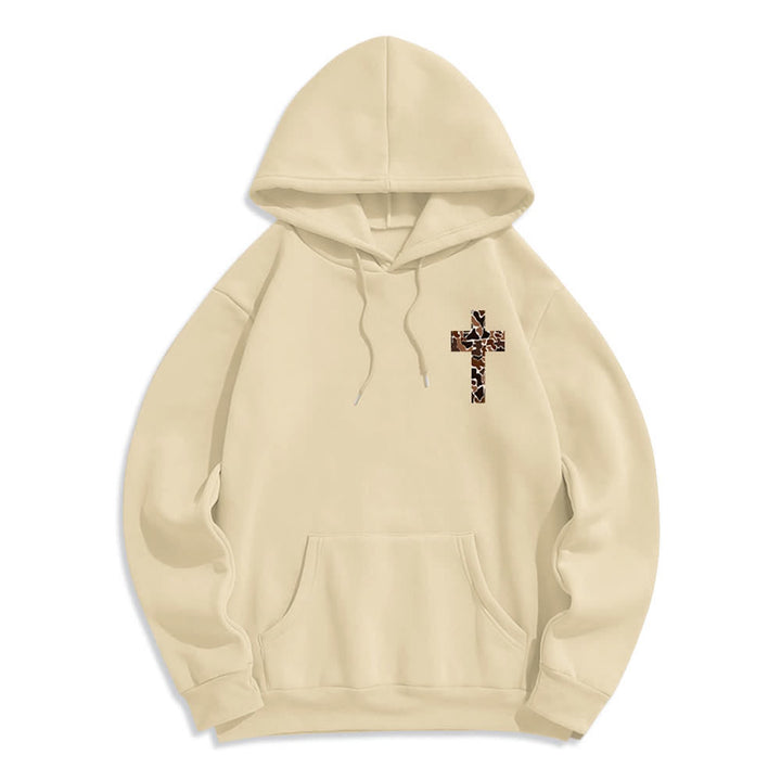 Christianartworkshop Earthtone Cross Verse Detail Streetwear Fleecegefütterter Polyester-Hoodie - image 11