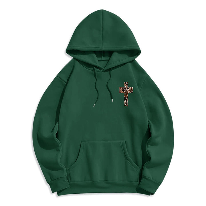 Christianartworkshop Earthtone Cross Verse Detail Streetwear Fleecegefütterter Polyester-Hoodie - image 17