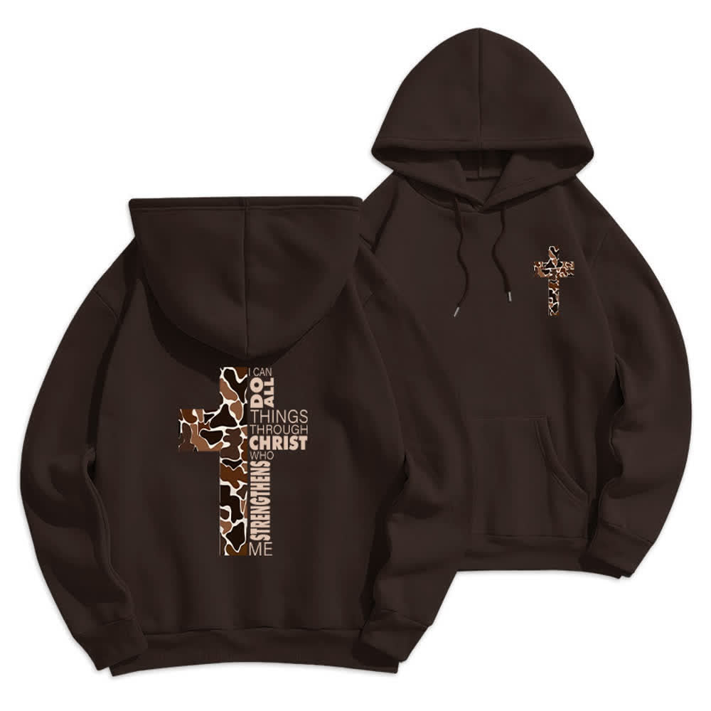 Christianartworkshop Earthtone Cross Verse Detail Streetwear Fleecegefütterter Polyester-Hoodie - Braun - 2XL - image 18