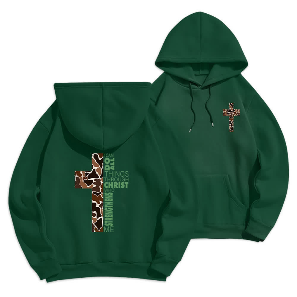 Christianartworkshop Earthtone Cross Verse Detail Streetwear Fleecegefütterter Polyester-Hoodie - Grün - 2XL - image 15