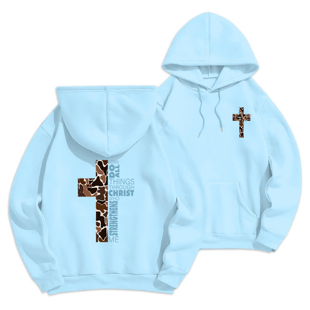 Christianartworkshop Earthtone Cross Verse Detail Streetwear Fleecegefütterter Polyester-Hoodie - Blau - 2XL - image 12