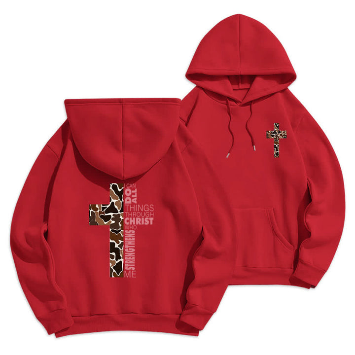 Christianartworkshop Earthtone Cross Verse Detail Streetwear Fleecegefütterter Polyester-Hoodie - Rot - 2XL - image 21