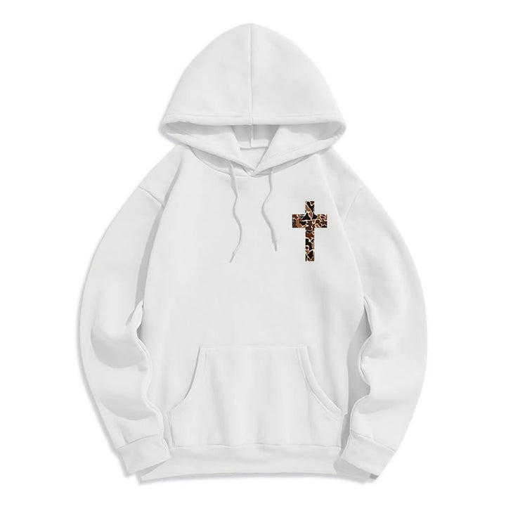 Christianartworkshop Earthtone Cross Verse Detail Streetwear Fleecegefütterter Polyester-Hoodie - image 2
