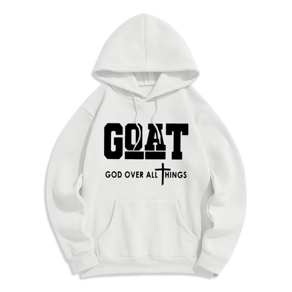 Christianartworkshop GOAT God Over All Things Streetwear Fleecegefütterter Polyester-Hoodie - Weiß - 2XL - image 0