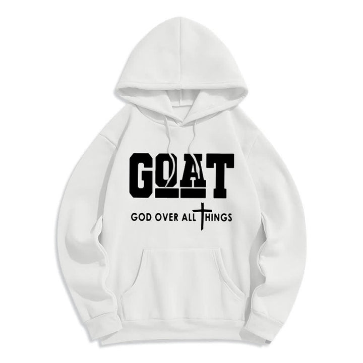 Christianartworkshop GOAT God Over All Things Streetwear Fleecegefütterter Polyester-Hoodie - Weiß - 2XL - image 0