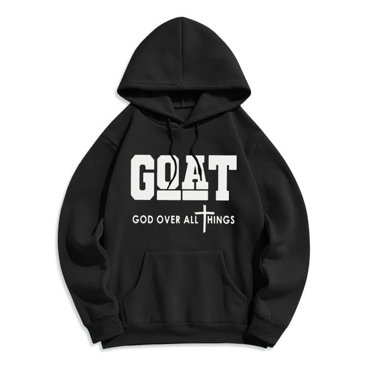 Christianartworkshop GOAT God Over All Things Streetwear Fleecegefütterter Polyester-Hoodie - Schwarz - 2XL - image 1
