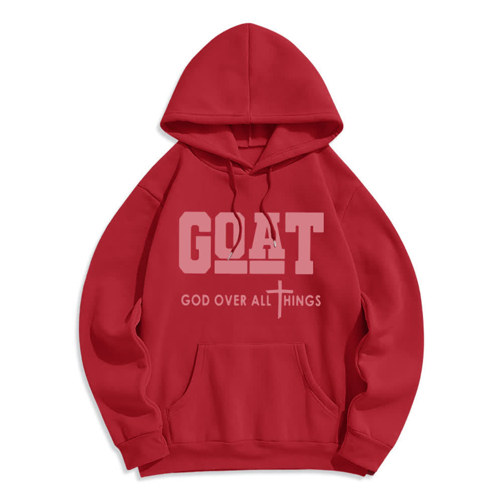 Christianartworkshop GOAT God Over All Things Streetwear Fleecegefütterter Polyester-Hoodie - Rot - 2XL - image 2