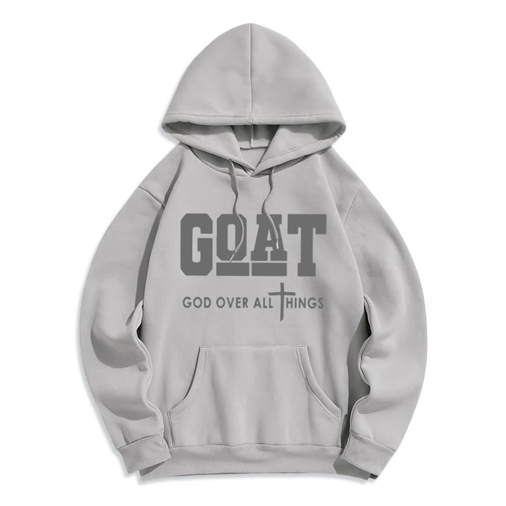 Christianartworkshop GOAT God Over All Things Streetwear Fleecegefütterter Polyester-Hoodie - Grau - 2XL - image 3