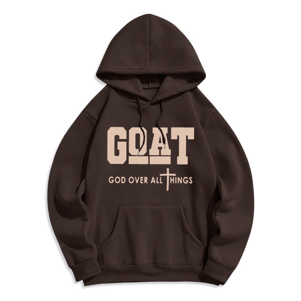Christianartworkshop GOAT God Over All Things Streetwear Fleecegefütterter Polyester-Hoodie - Braun - 2XL - image 4